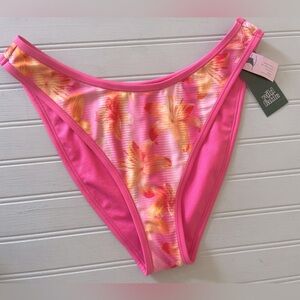 Wild Fable Floral Low Rise Extra High Leg Cheeky Bikini Bottom Women Medium Pink